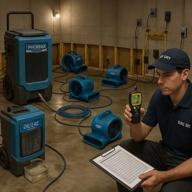 Structural Drying and Dehumidification process in Woodmere, LA